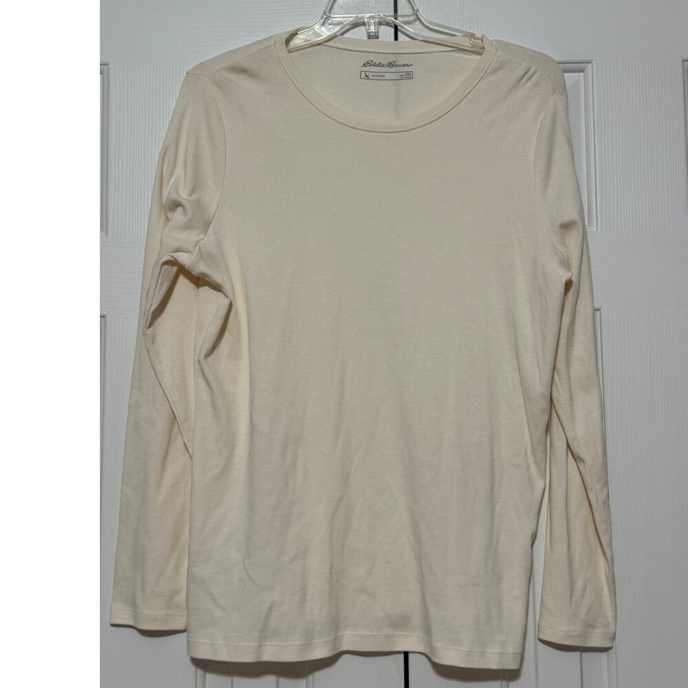 Women's Eddie Bauer Long Sleeve Knit T-Shirt, Ivory, Size XXL